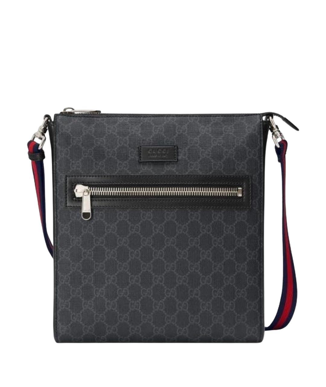 GUCCI Черная кожаная барсетка, фото 1