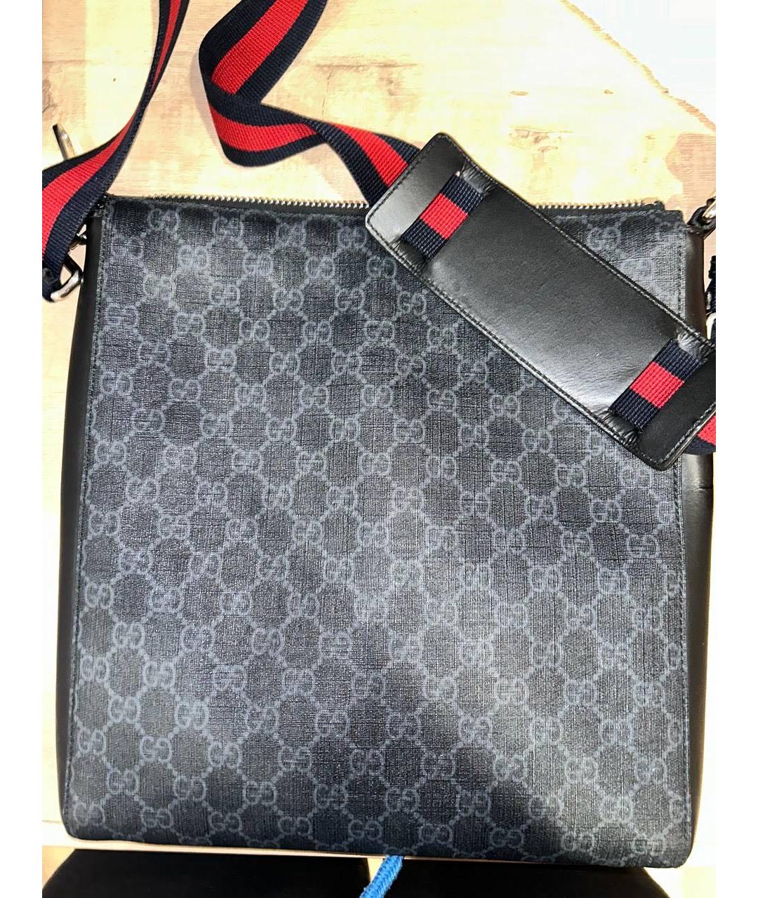 GUCCI Черная кожаная барсетка, фото 4