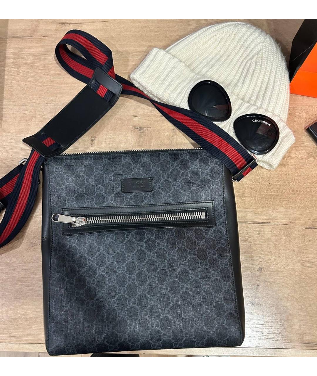 GUCCI Черная кожаная барсетка, фото 2
