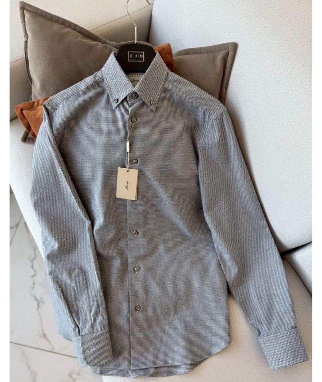 BRIONI Серая хлопковая кэжуал рубашка, фото 5