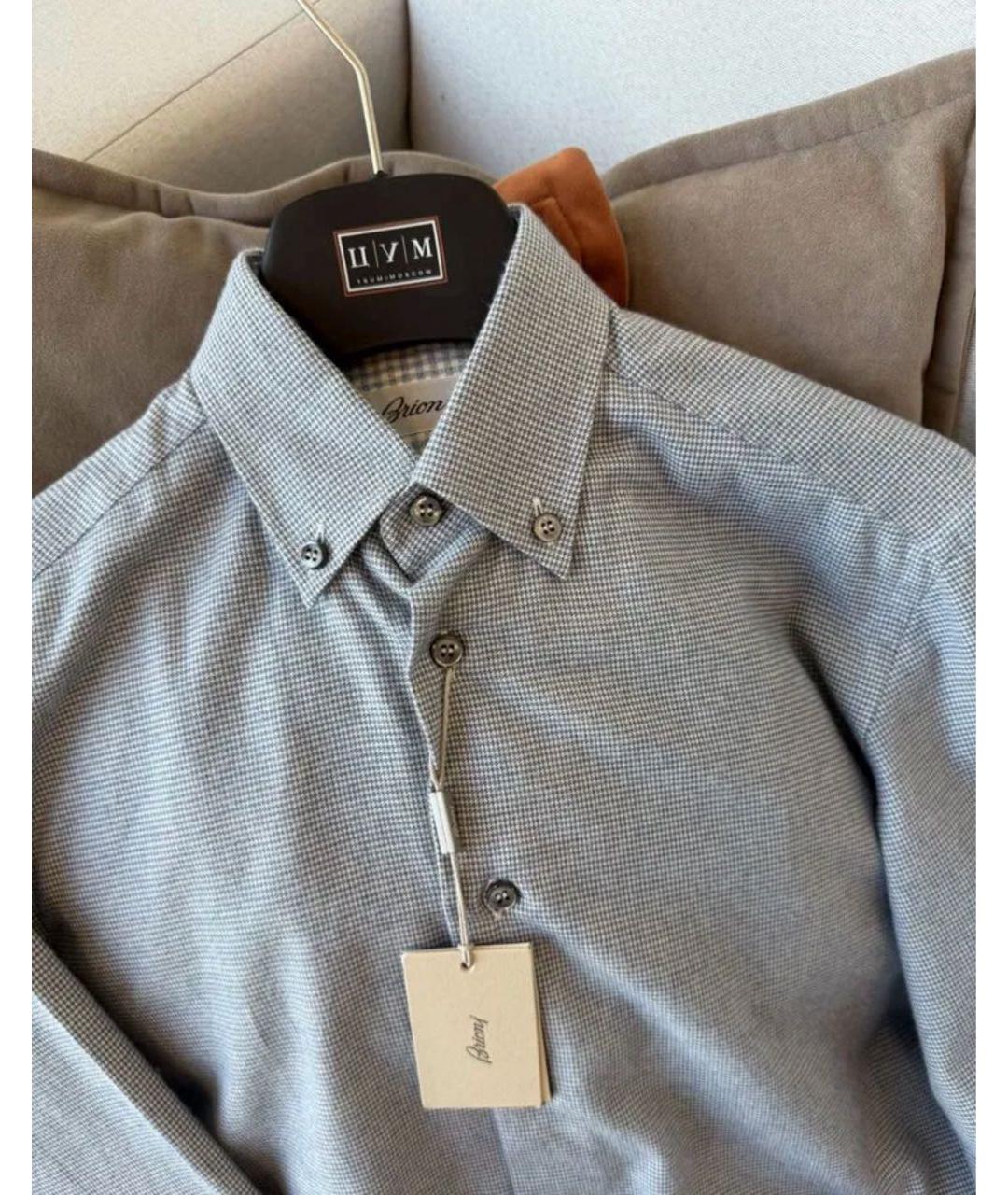 BRIONI Серая хлопковая кэжуал рубашка, фото 3