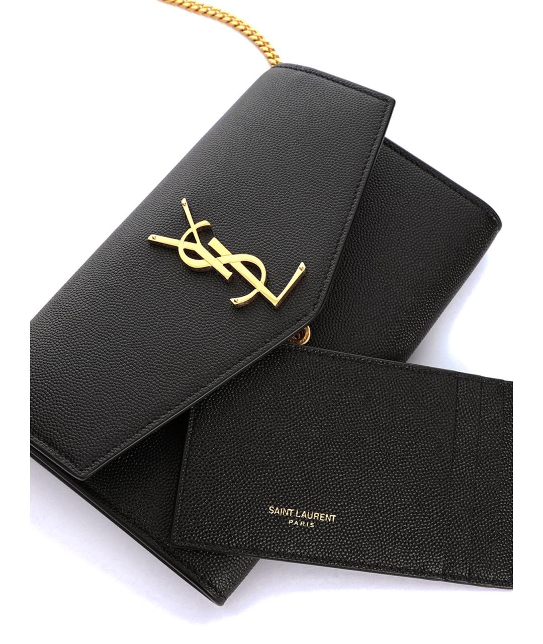 SAINT LAURENT Черная кожаная сумка через плечо, фото 4