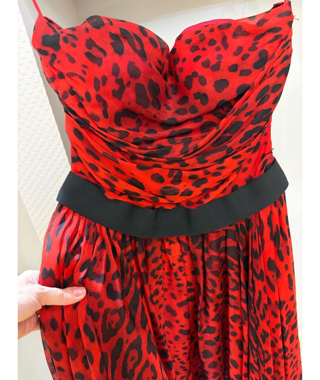 DOLCE&GABBANA Красное шелковое вечернее платье, фото 3