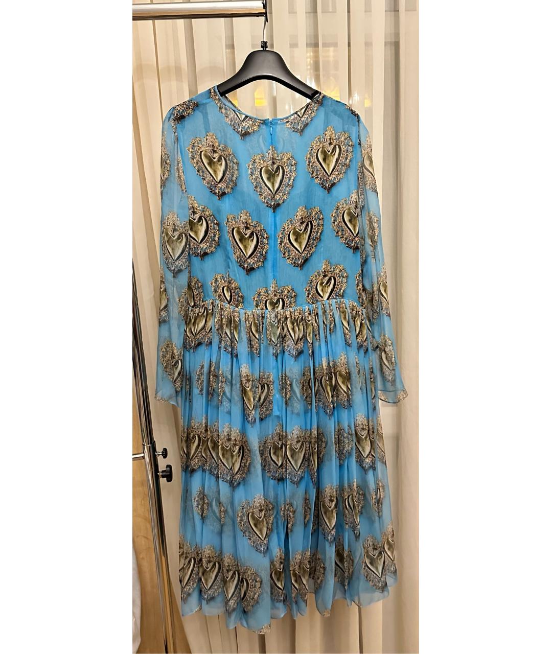 DOLCE&GABBANA Голубое шелковое платье, фото 2