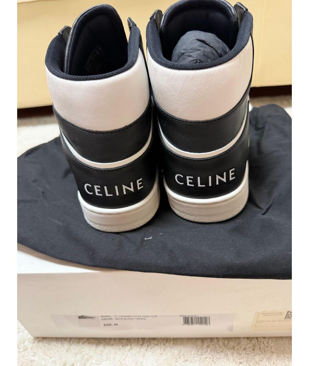 CELINE Черные кожаные высокие кроссовки / кеды, фото 3