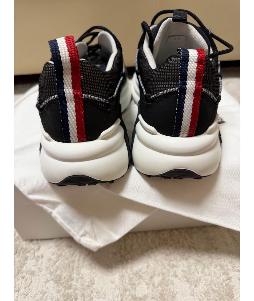 MONCLER Черные текстильные низкие кроссовки / кеды, фото 4