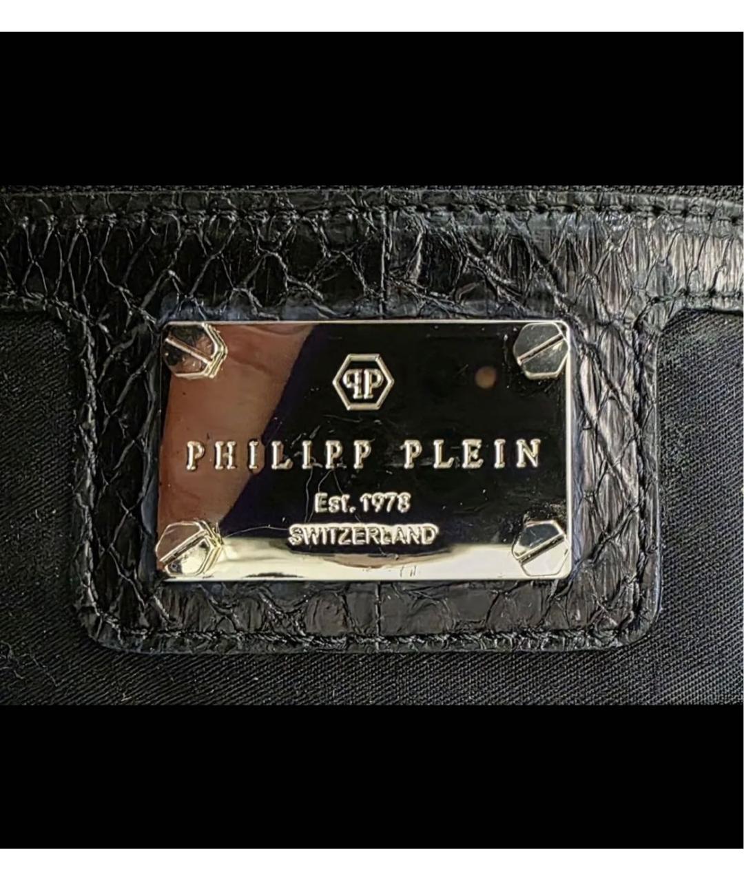 PHILIPP PLEIN Черная кожаная сумка через плечо, фото 3