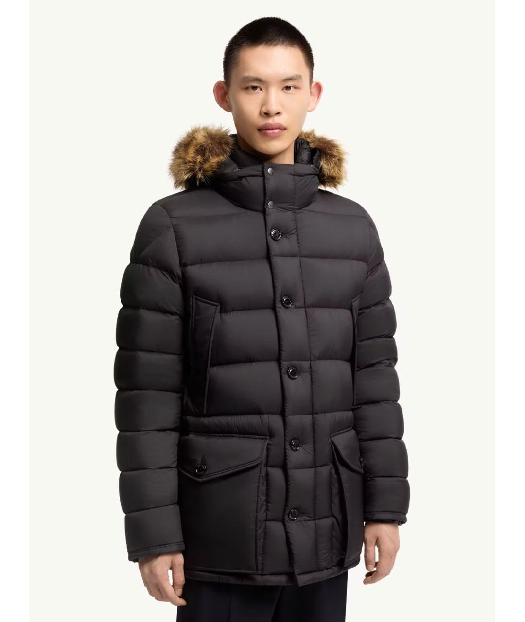 MONCLER Черный полиамидовый пуховик, фото 2