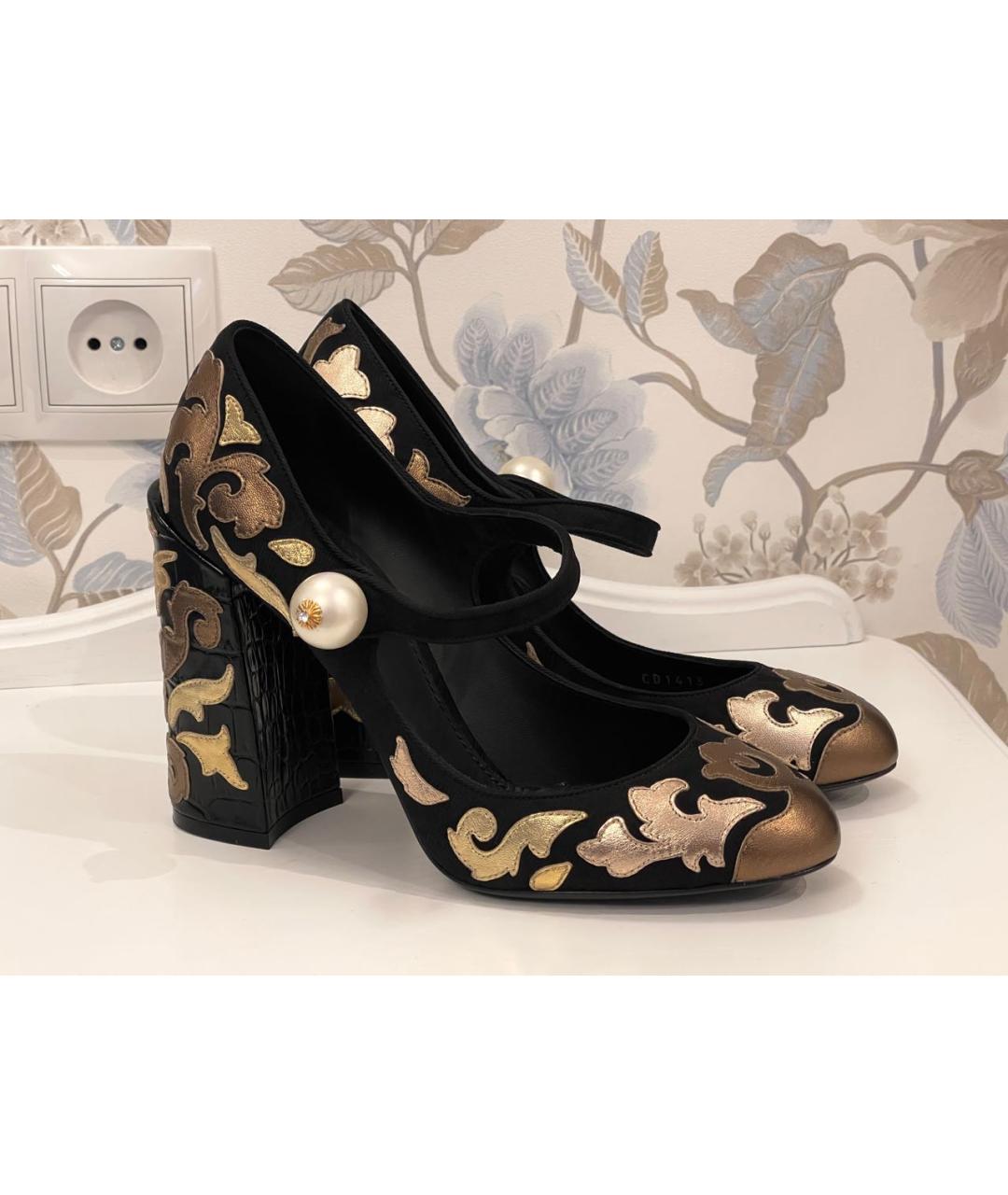 DOLCE&GABBANA Черные кожаные туфли, фото 2