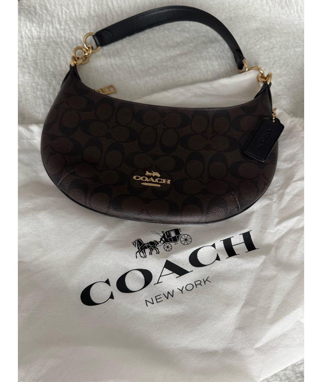 COACH Коричневая кожаная сумка через плечо, фото 7