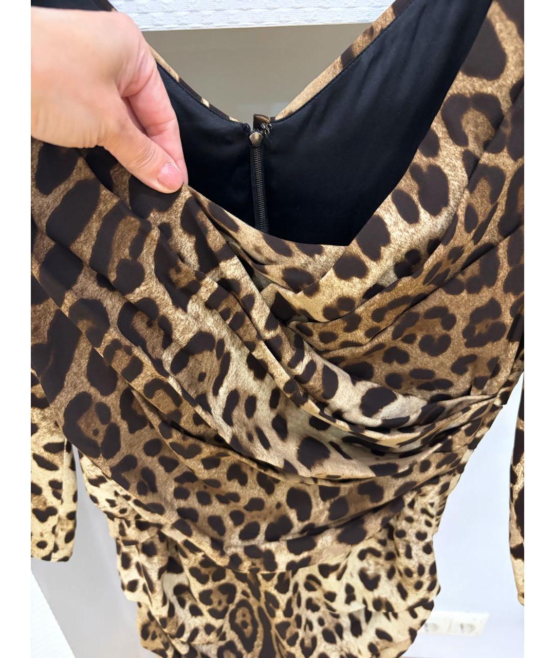 DOLCE&GABBANA Коричневое шелковое коктейльное платье, фото 3