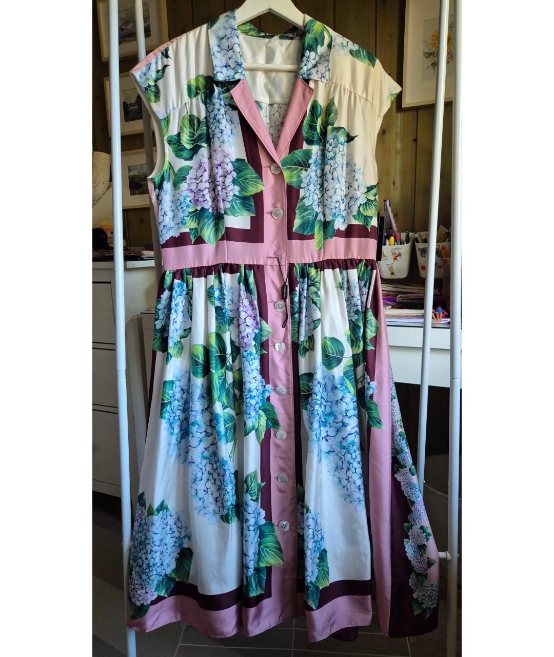 DOLCE&GABBANA Мульти шелковое повседневное платье, фото 9