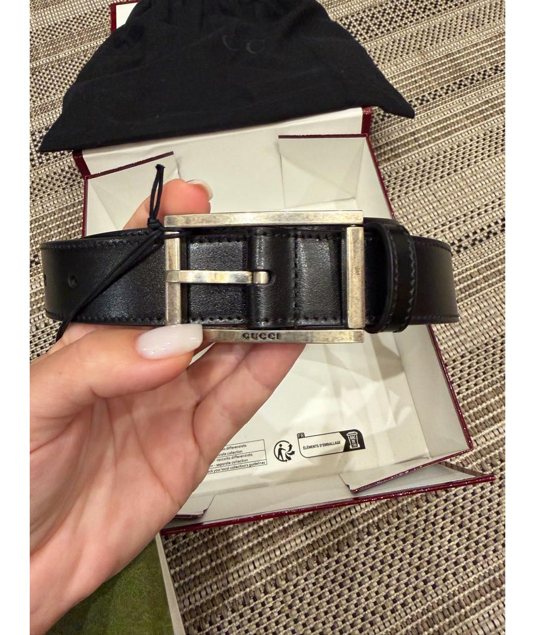 GUCCI Черный кожаный ремень, фото 8