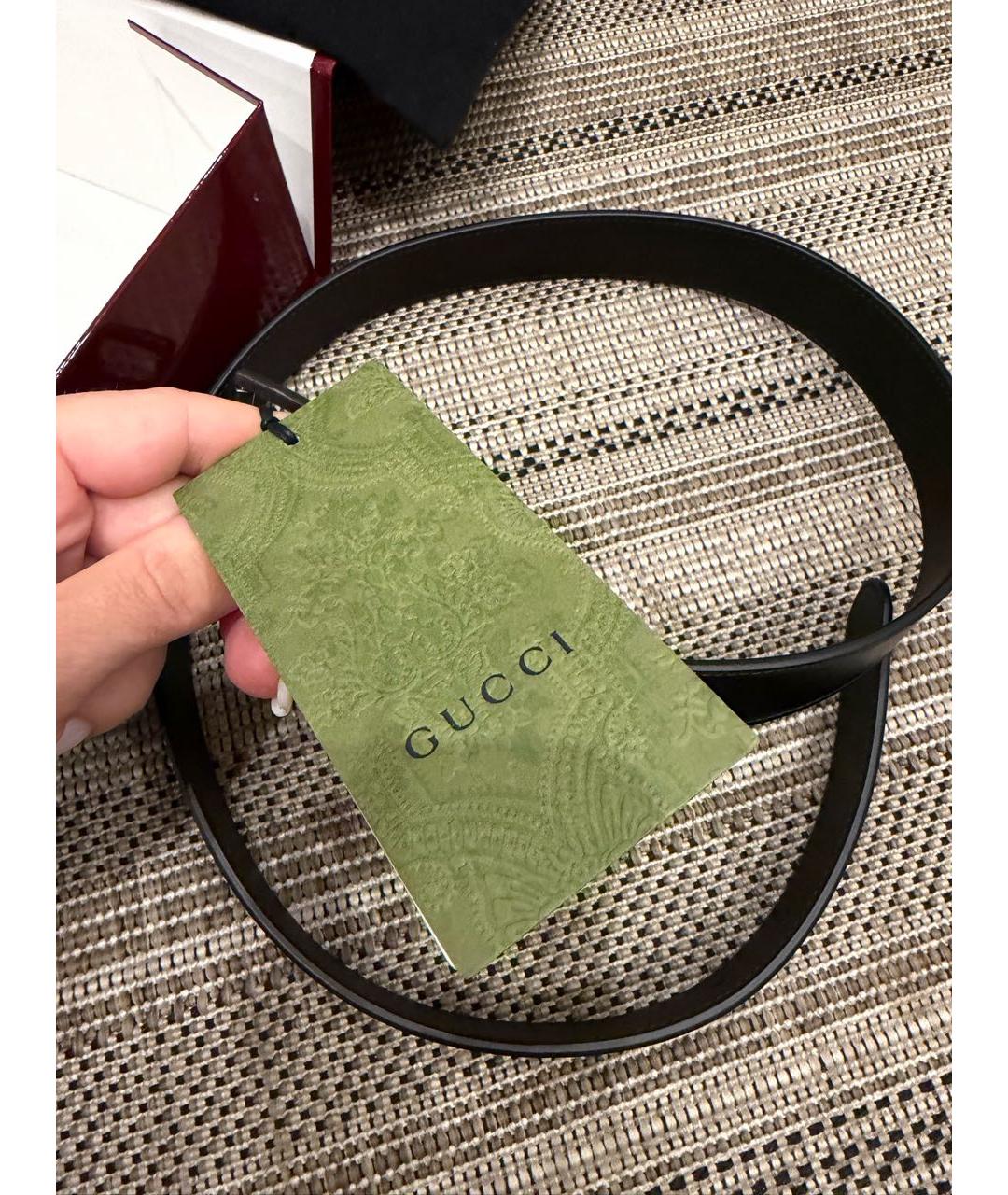 GUCCI Черный кожаный ремень, фото 5