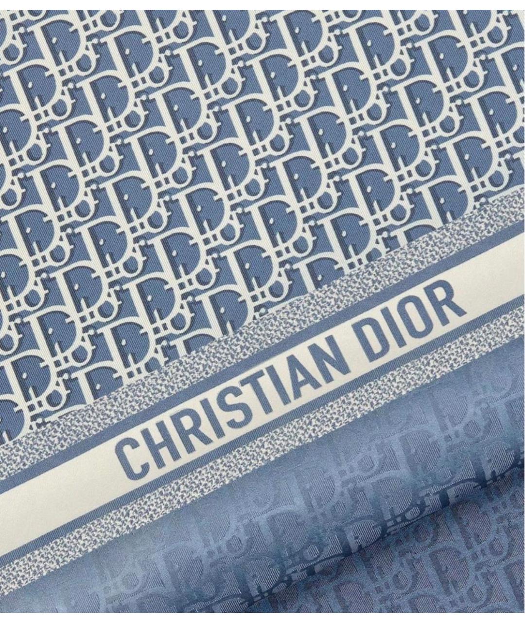 CHRISTIAN DIOR Голубой шелковый платок, фото 2