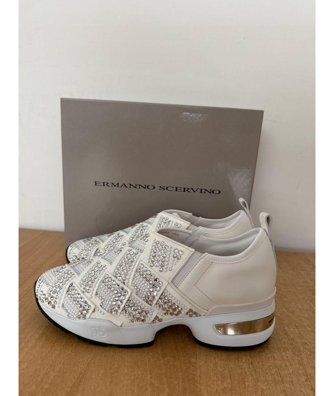 ERMANNO SCERVINO Белые кожаные слипоны, фото 8