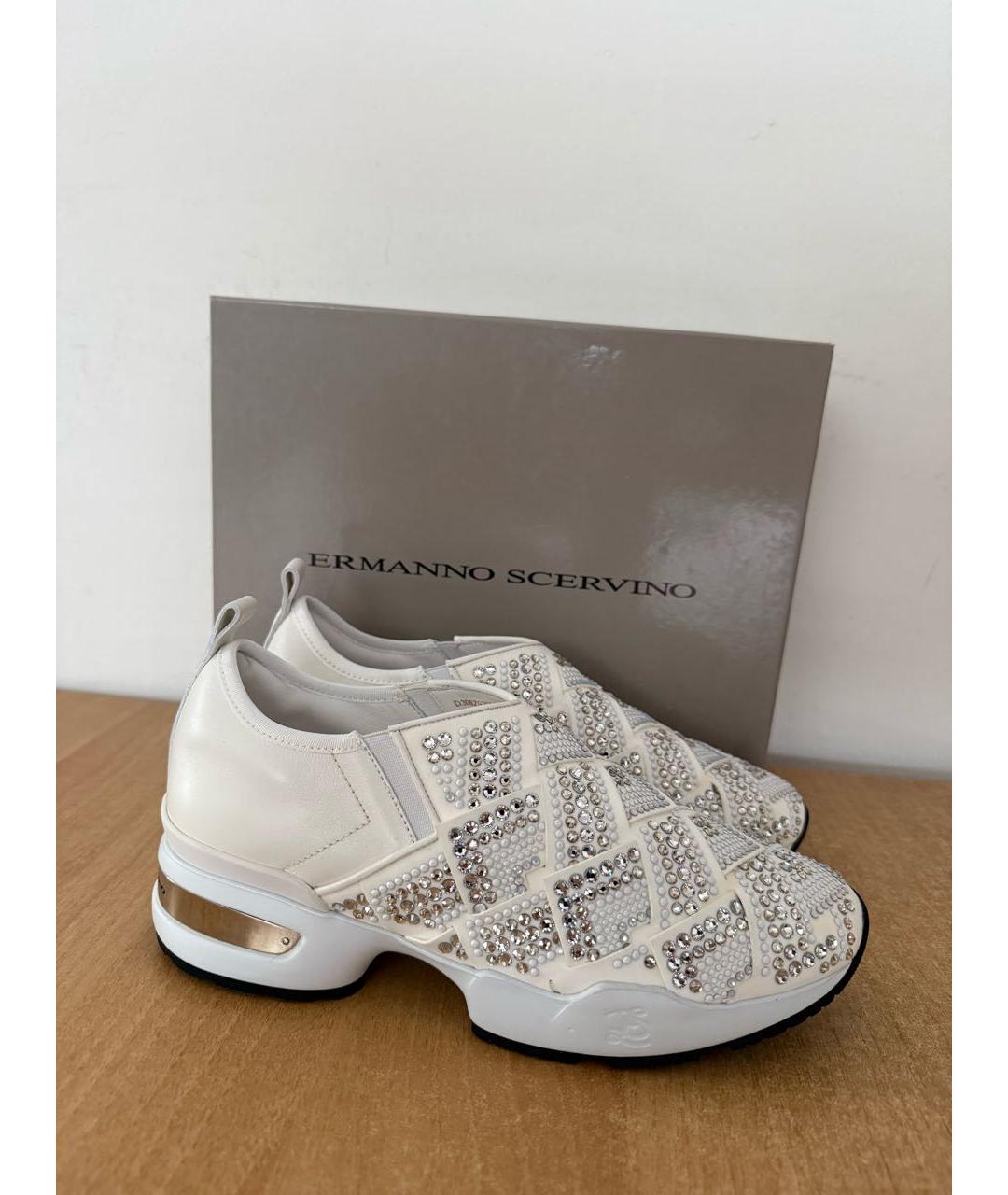 ERMANNO SCERVINO Белые кожаные слипоны, фото 3