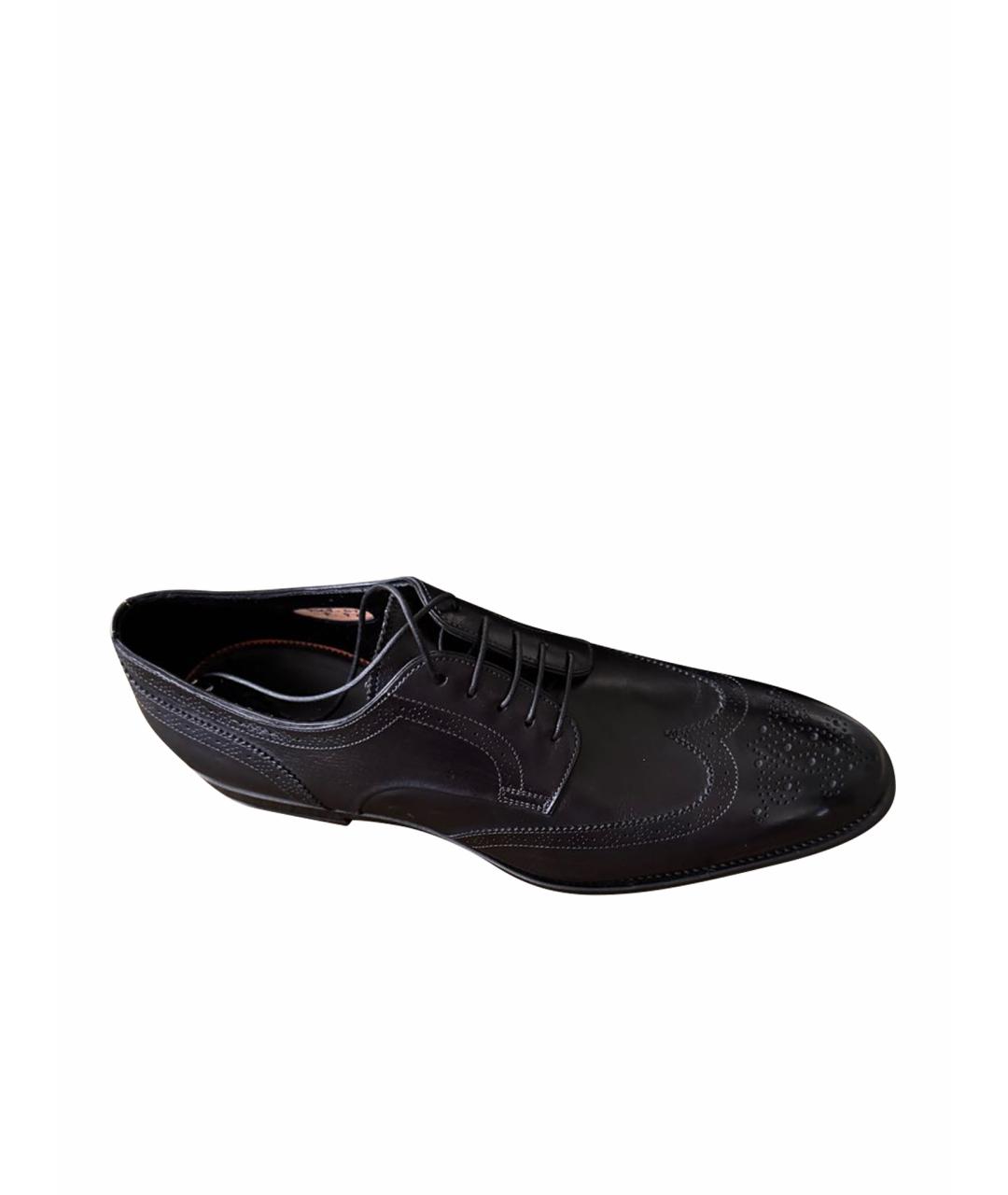 SANTONI Черные кожаные низкие ботинки, фото 1