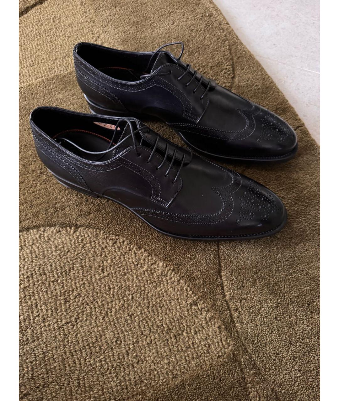 SANTONI Черные кожаные низкие ботинки, фото 9