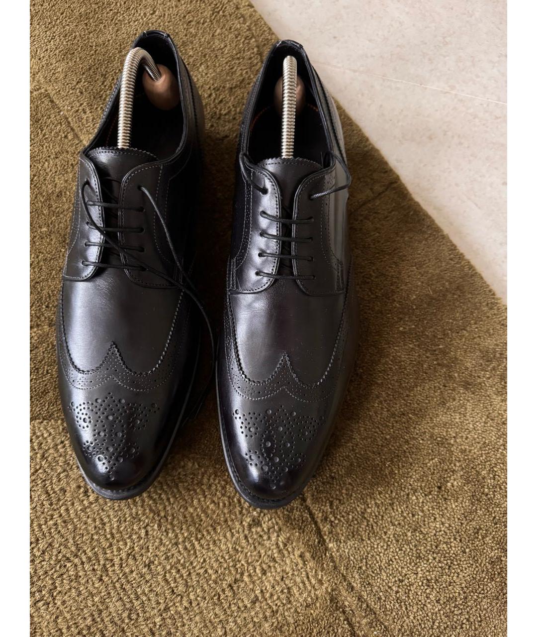 SANTONI Черные кожаные низкие ботинки, фото 2