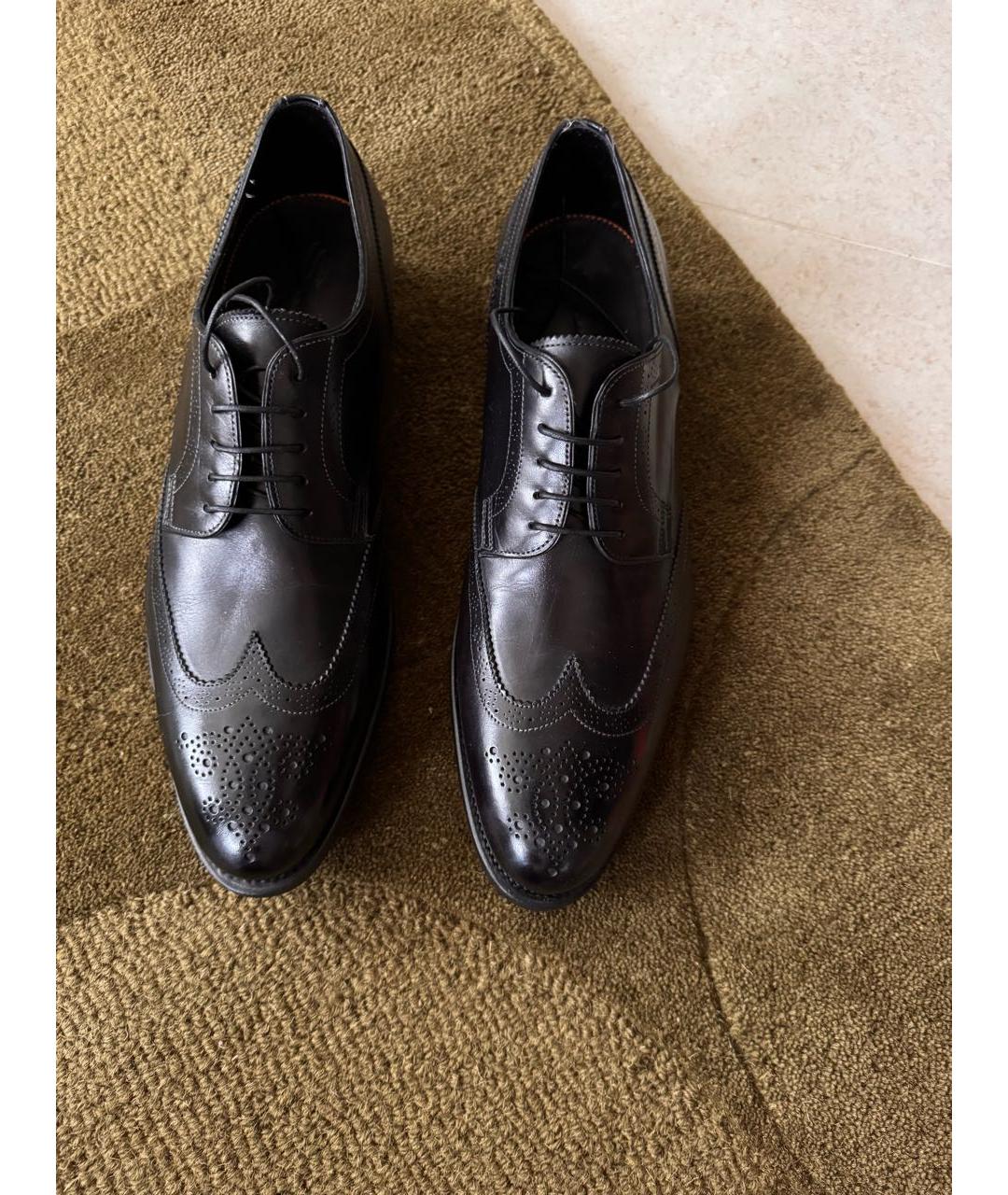 SANTONI Черные кожаные низкие ботинки, фото 8