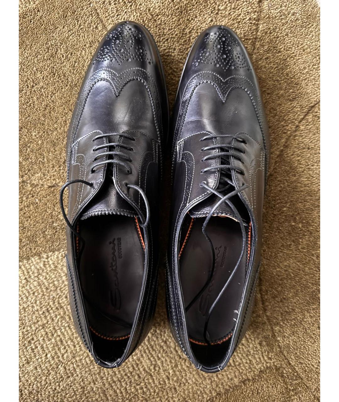 SANTONI Черные кожаные низкие ботинки, фото 3