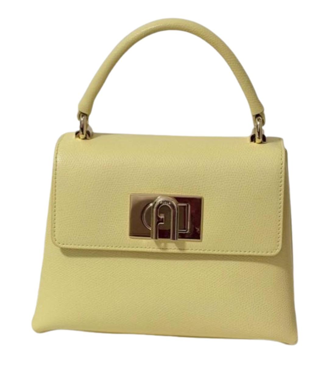 FURLA Желтая кожаная сумка с короткими ручками, фото 1