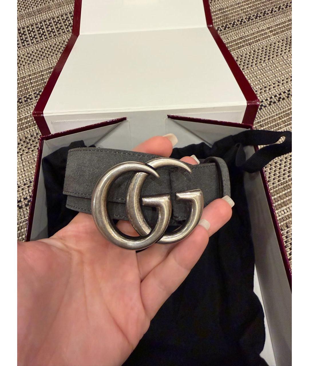 GUCCI Серый замшевый ремень, фото 7