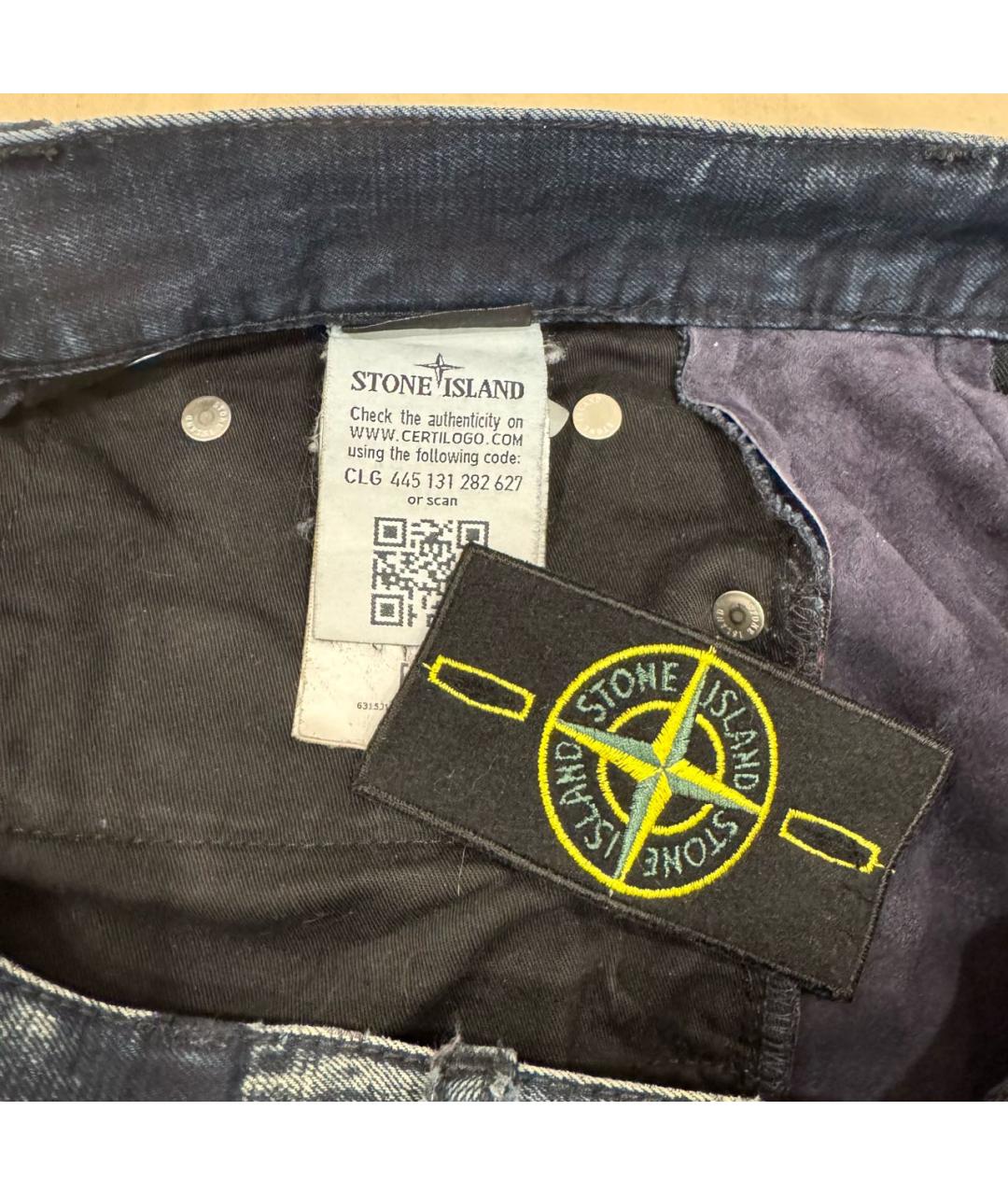 STONE ISLAND Темно-синие хлопковые прямые джинсы, фото 4