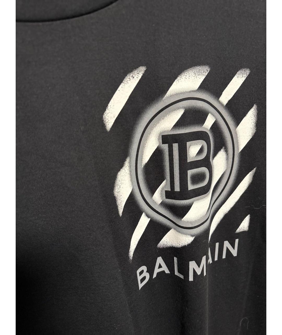 BALMAIN Черная хлопковая футболка, фото 4