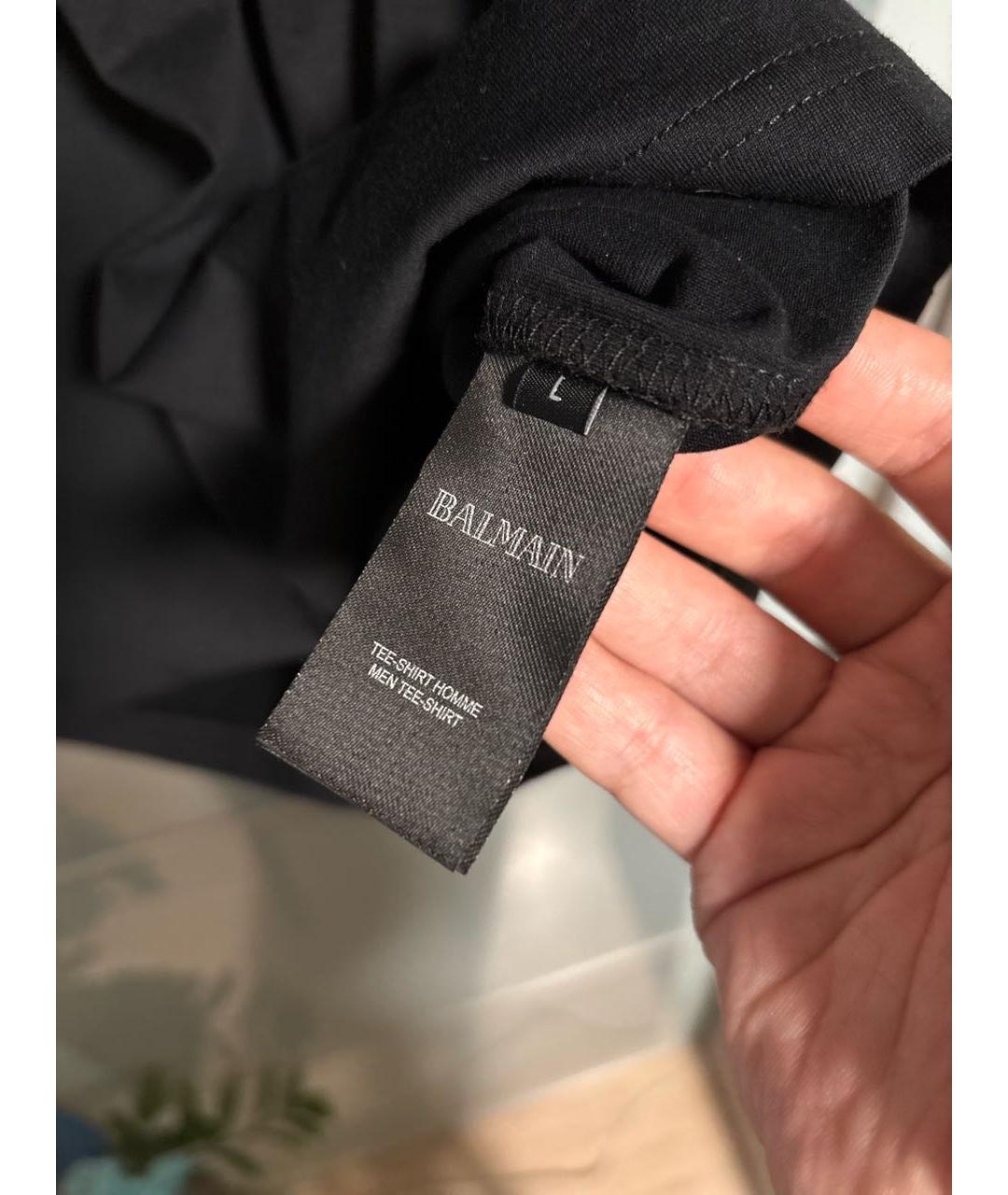 BALMAIN Черная хлопковая футболка, фото 5