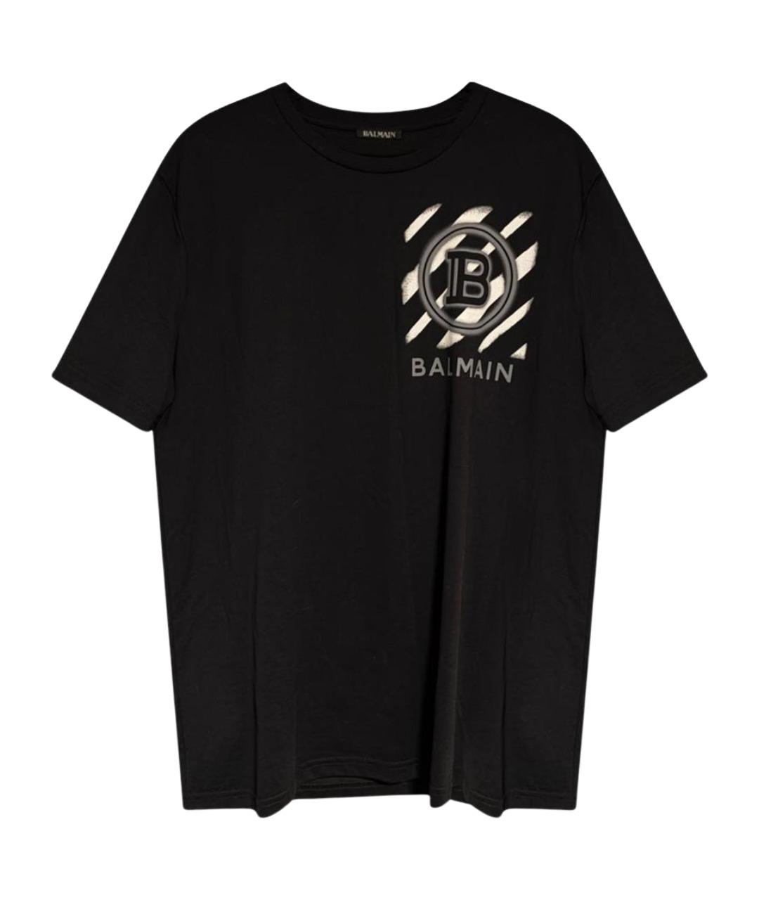 BALMAIN Черная хлопковая футболка, фото 1