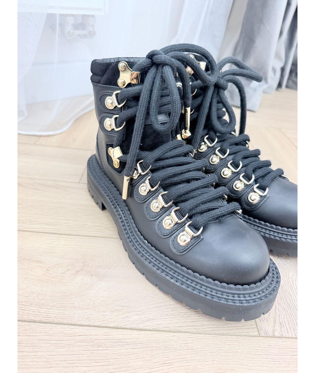 BURBERRY Черные кожаные ботинки, фото 2