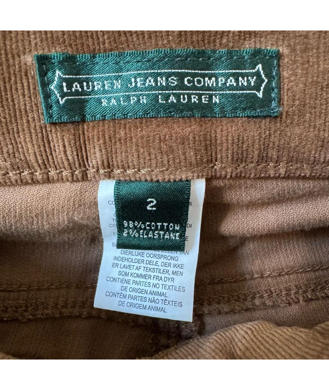 RALPH LAUREN Коричневые хлопковые прямые брюки, фото 3