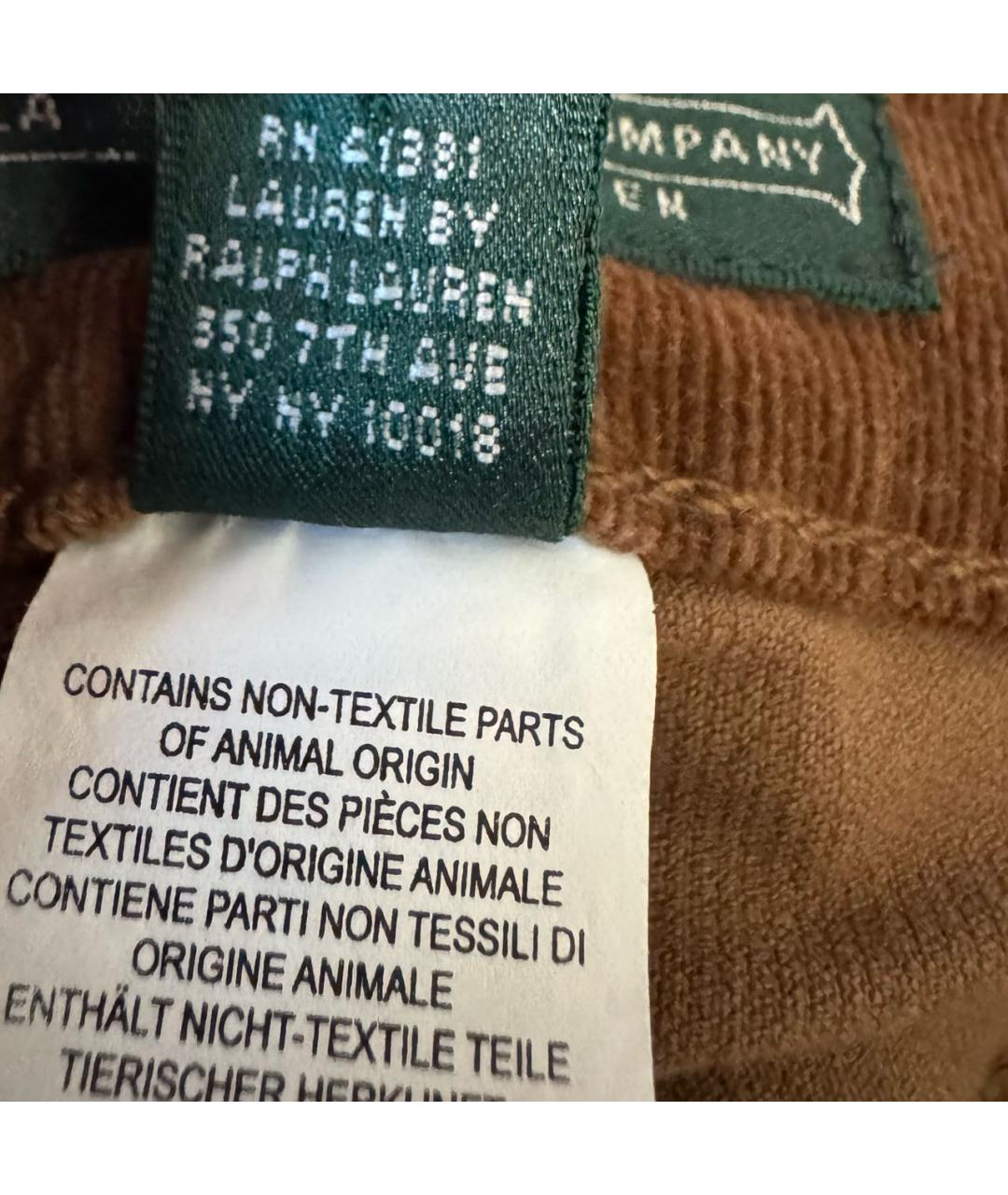 RALPH LAUREN Коричневые хлопковые прямые брюки, фото 7