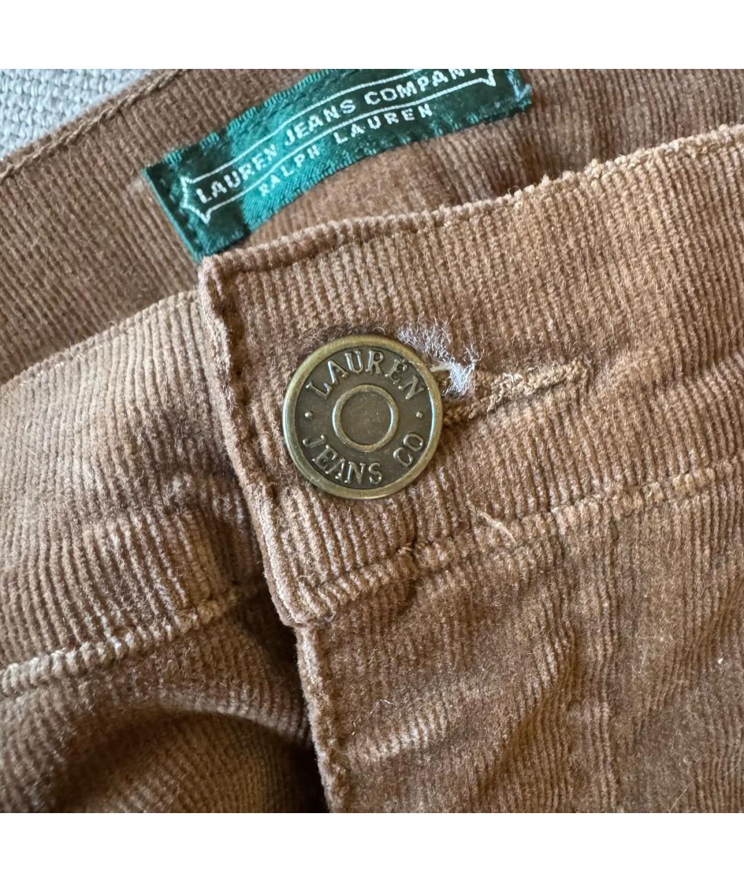 RALPH LAUREN Коричневые хлопковые прямые брюки, фото 4
