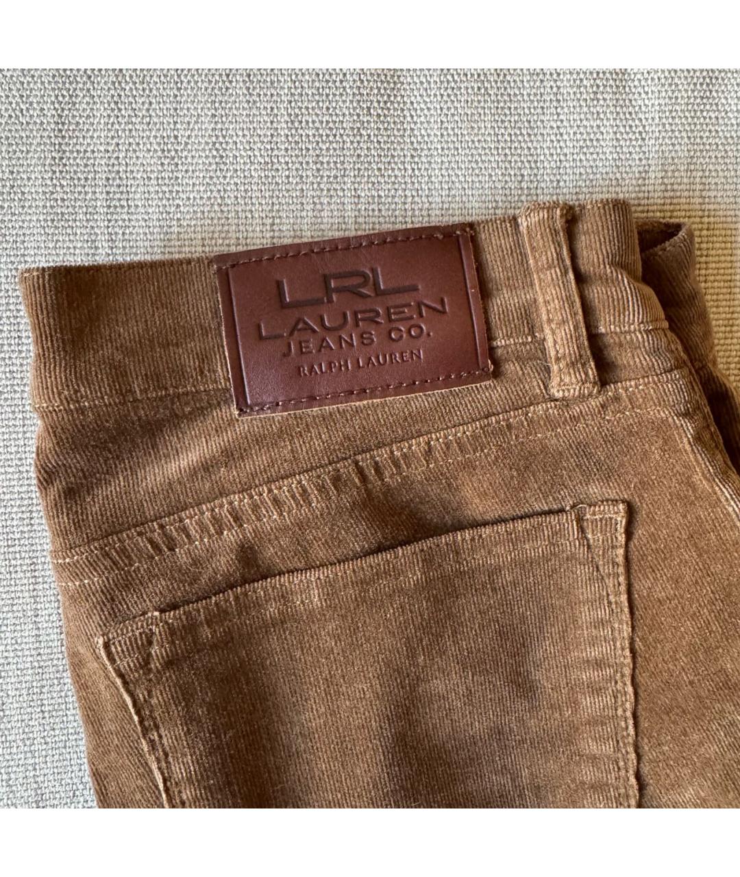 RALPH LAUREN Коричневые хлопковые прямые брюки, фото 5