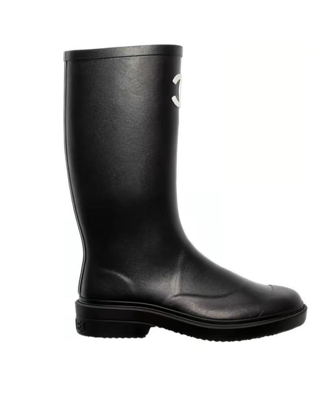CHANEL Черные резиновые сапоги, фото 2