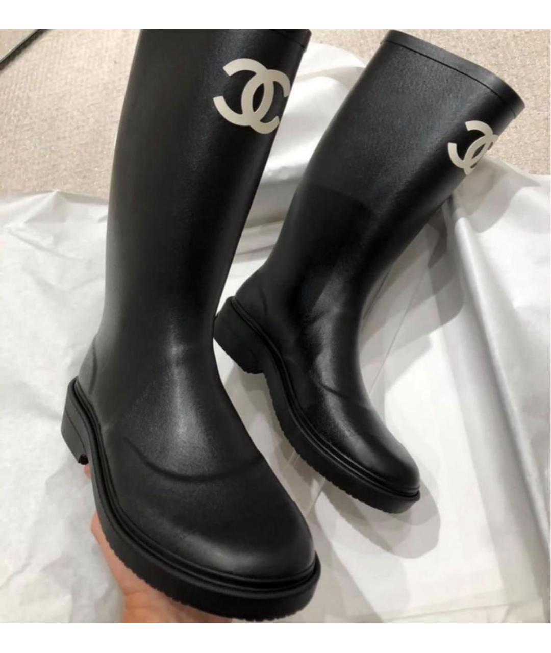CHANEL Черные резиновые сапоги, фото 4