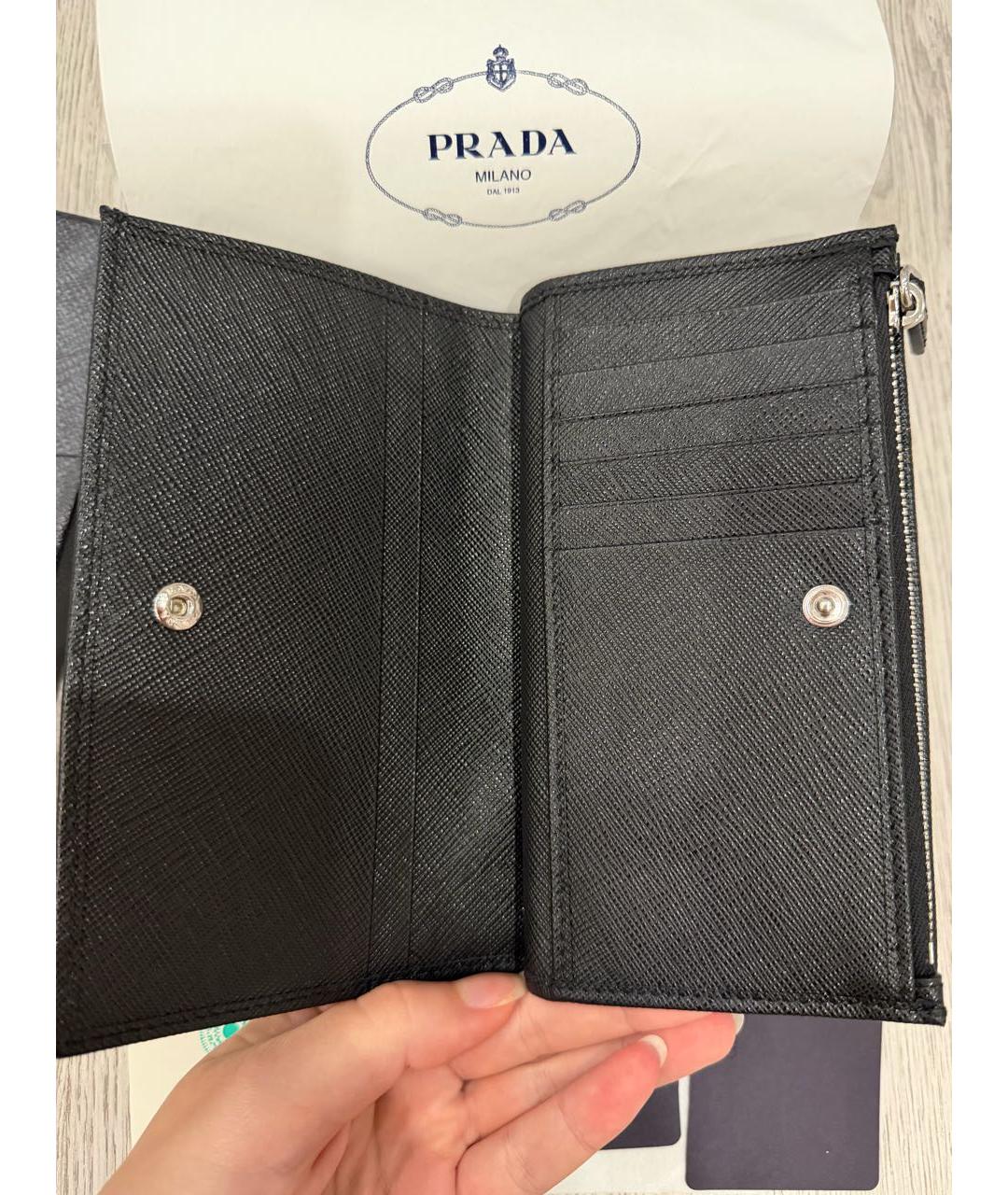 PRADA Черный кожаный кошелек, фото 5