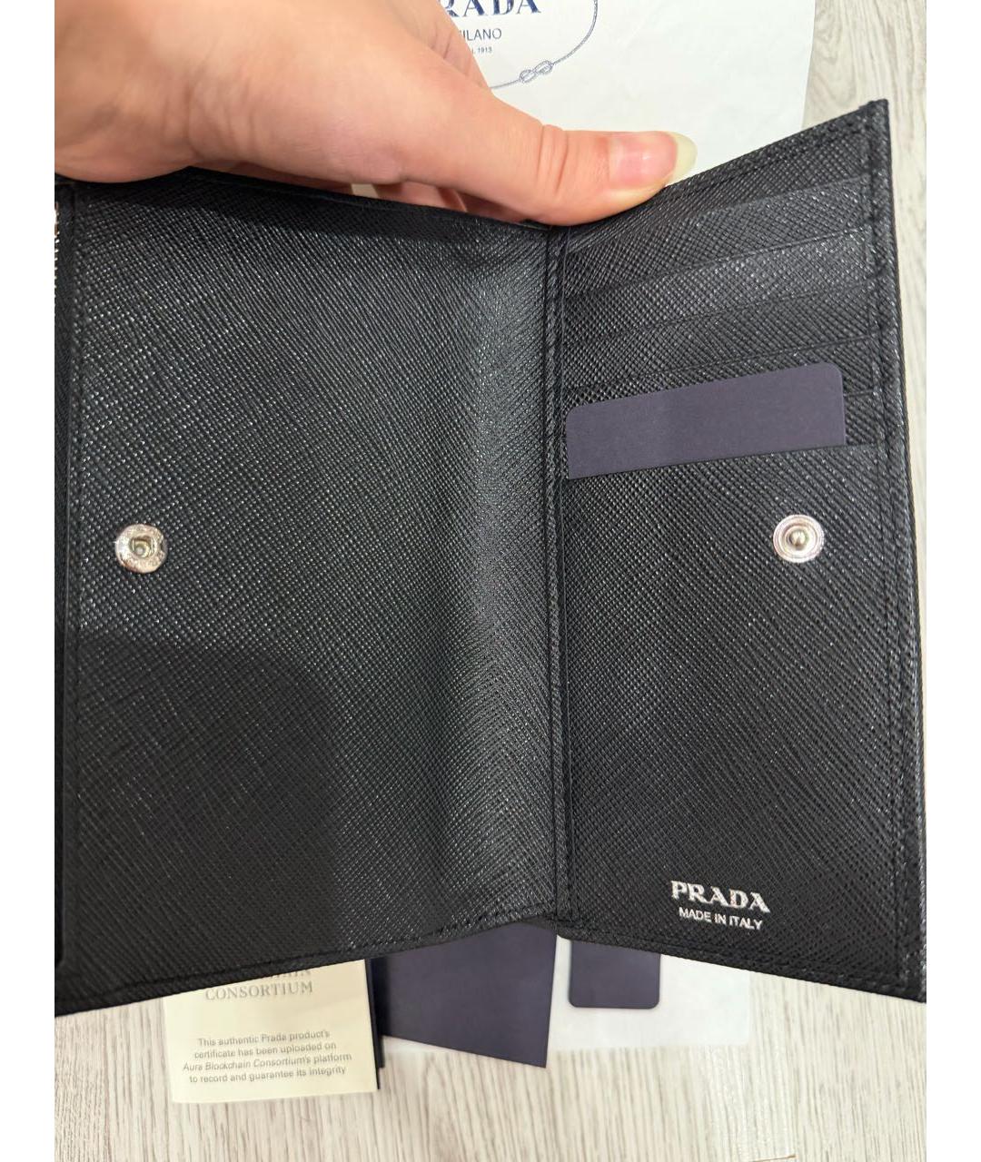 PRADA Черный кожаный кошелек, фото 4