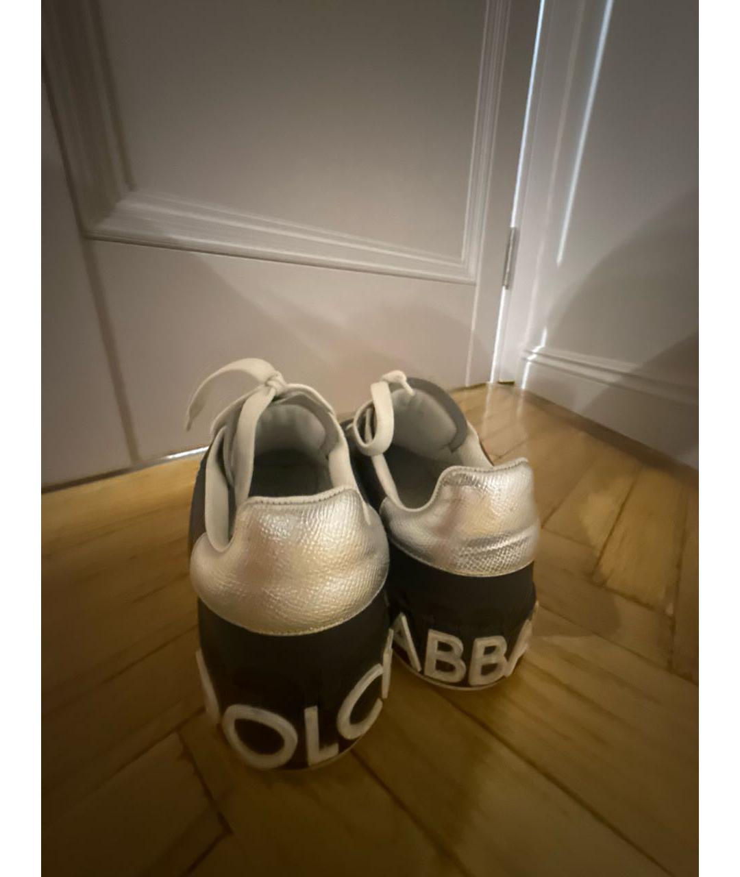 DOLCE&GABBANA Черные кожаные кеды, фото 4