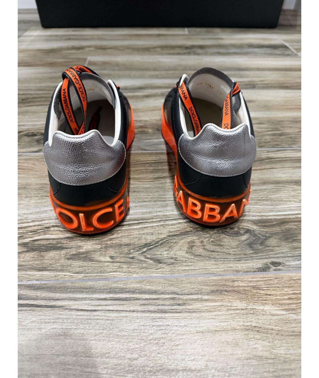 DOLCE&GABBANA Черные кожаные низкие кроссовки / кеды, фото 4