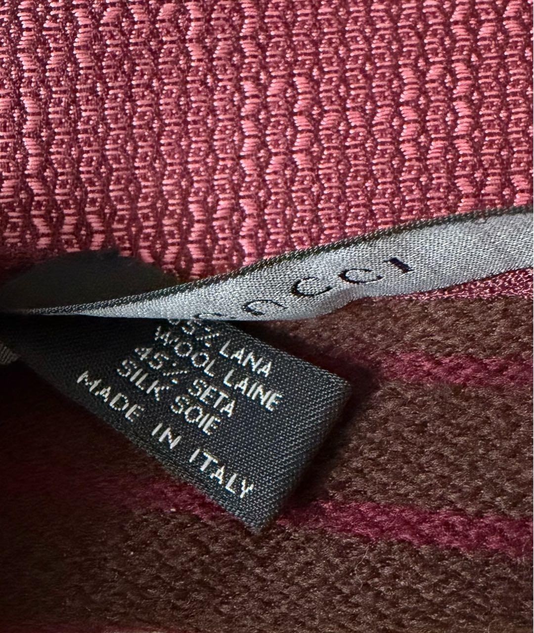 GUCCI Коричневый шерстяной шарф, фото 4