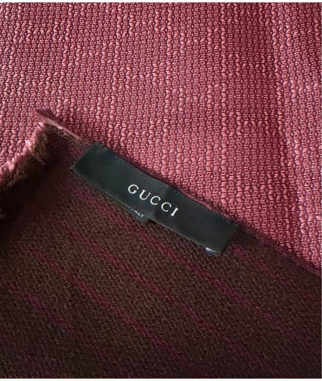GUCCI Коричневый шерстяной шарф, фото 3