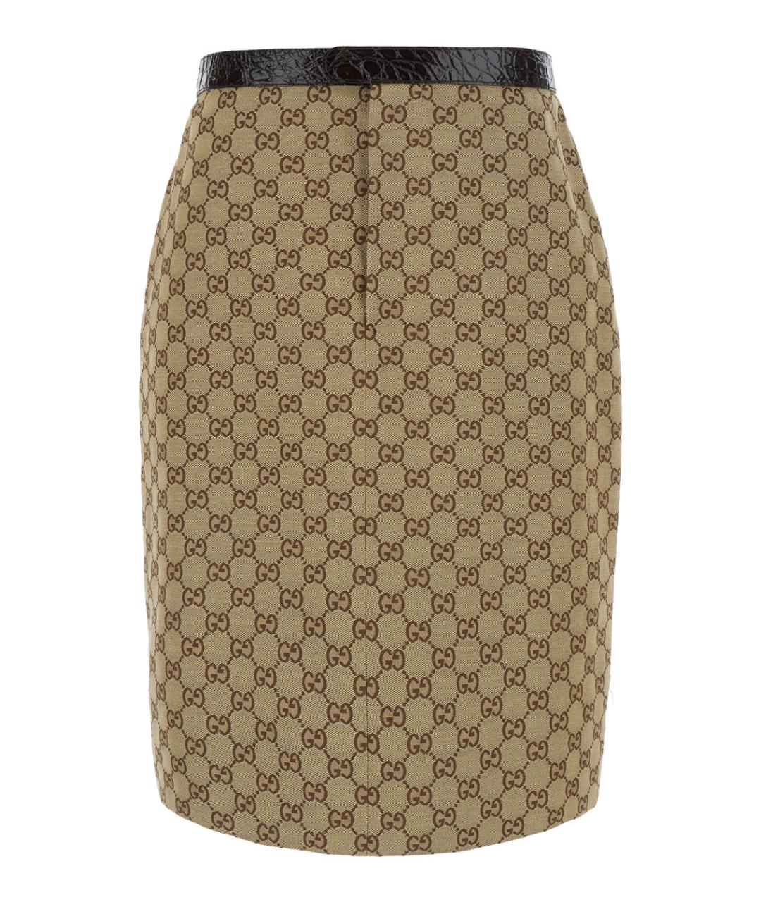 GUCCI Бежевая хлопковая юбка миди, фото 1