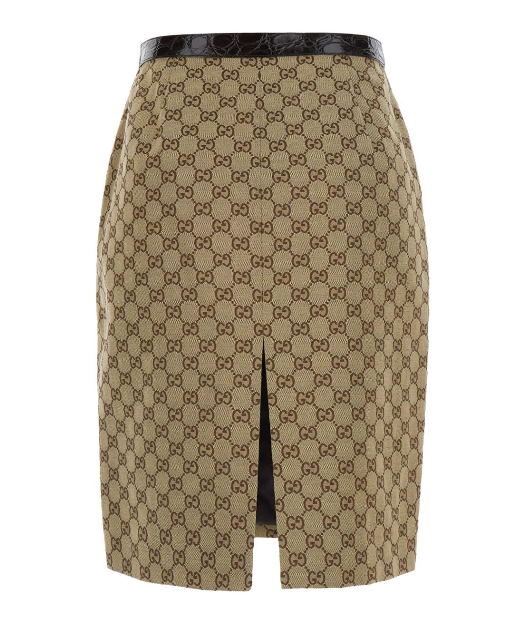 GUCCI Бежевая хлопковая юбка миди, фото 2