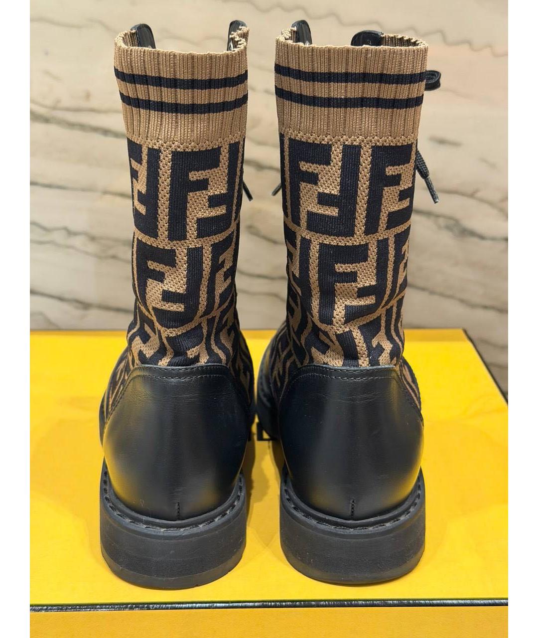 FENDI Коричневые текстильные ботинки, фото 3