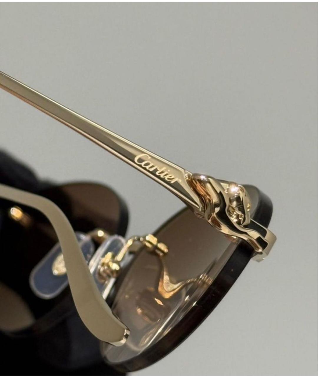 CARTIER Коричневые металлические солнцезащитные очки, фото 3