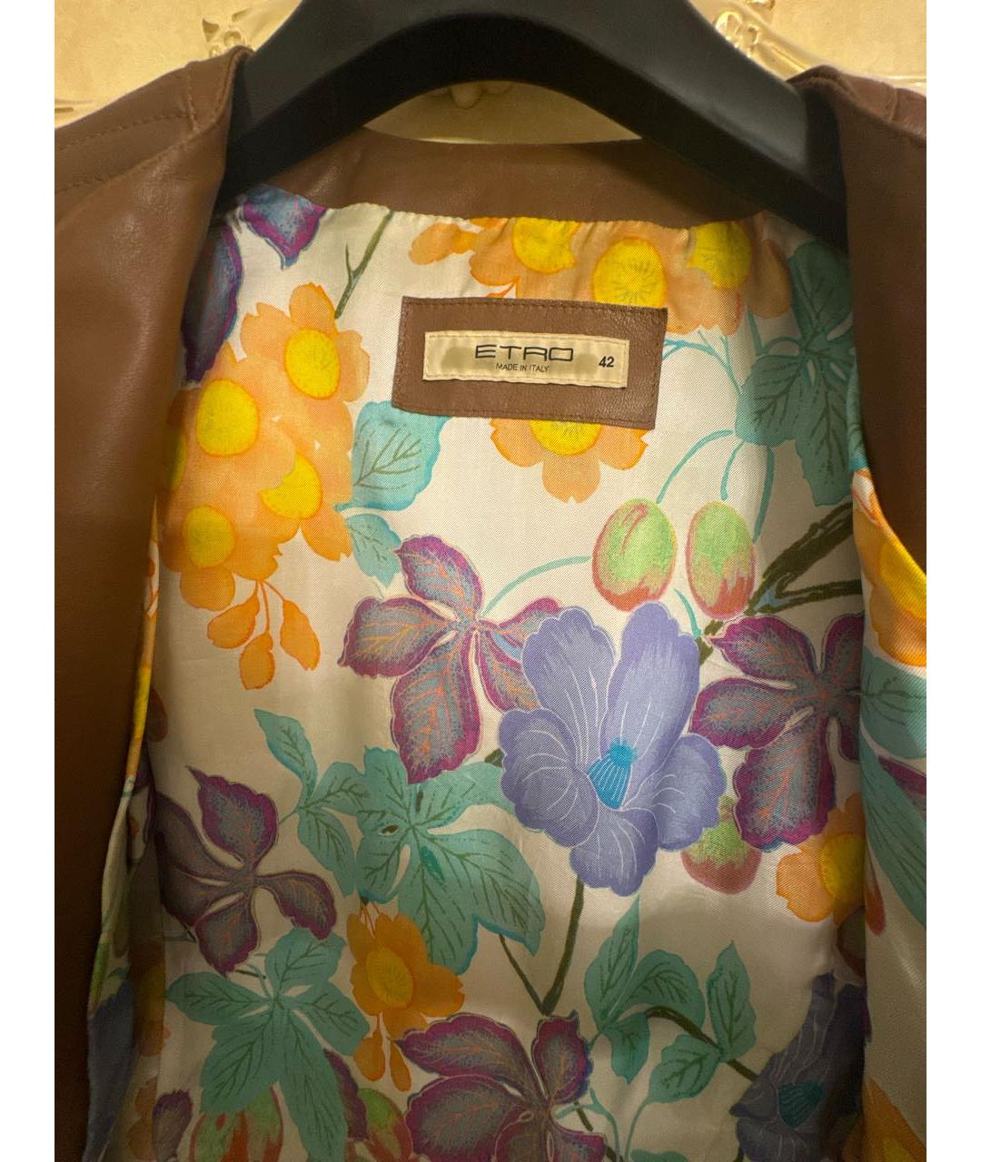 ETRO Коричневая кожаная куртка, фото 3